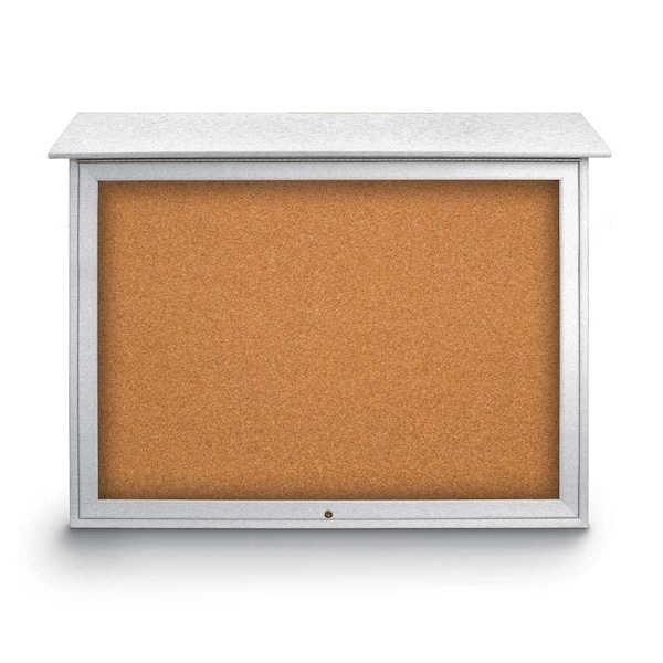Indoor Enclosed Combo Board, 42"x32", Satin Frame/White Porc & Forbo